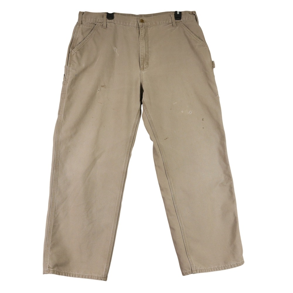 Carhartt B11 Carpenter Work Pants Mens 36x28 Beige Duck Canvas Distressed Skater
